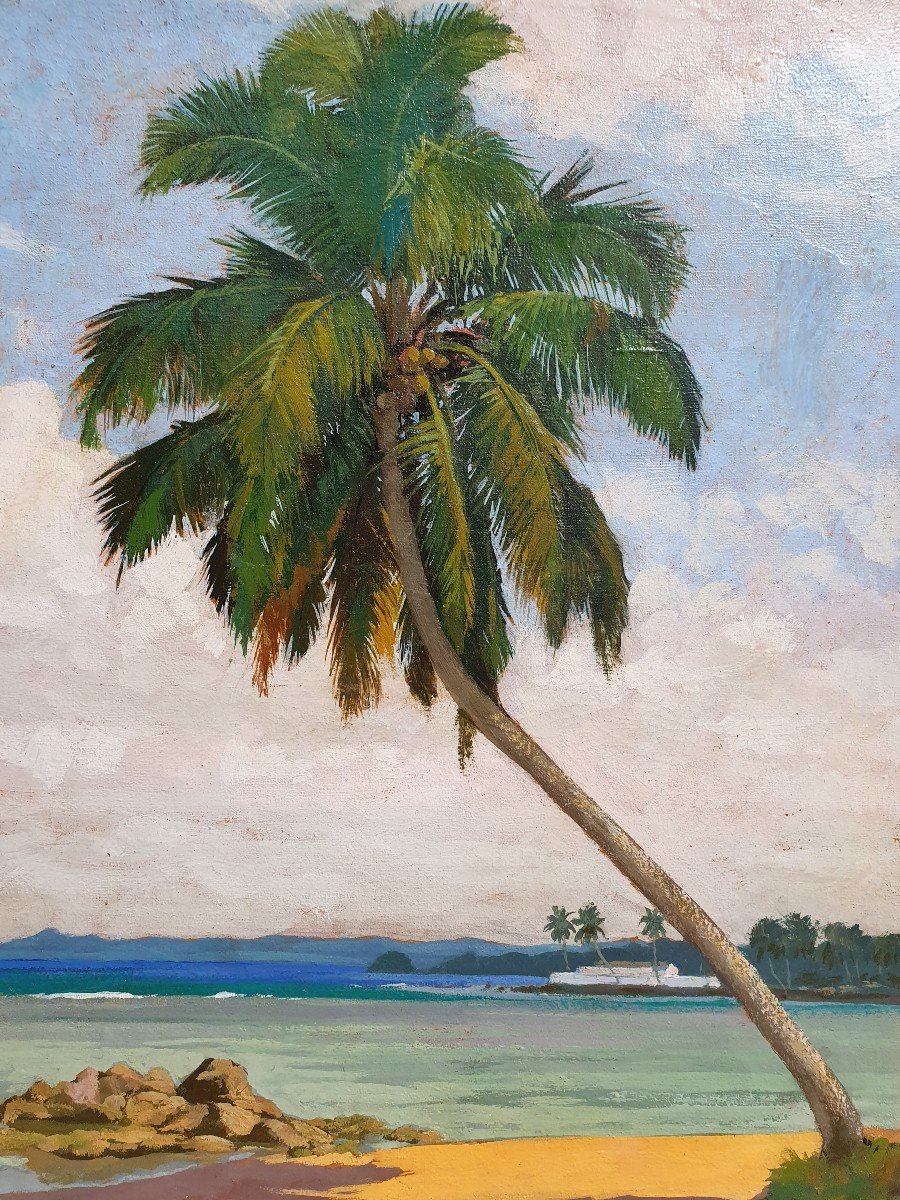 Paul Léon Bléger Sainte-marie Island Oil On Canvas Madagascar Beach-photo-2