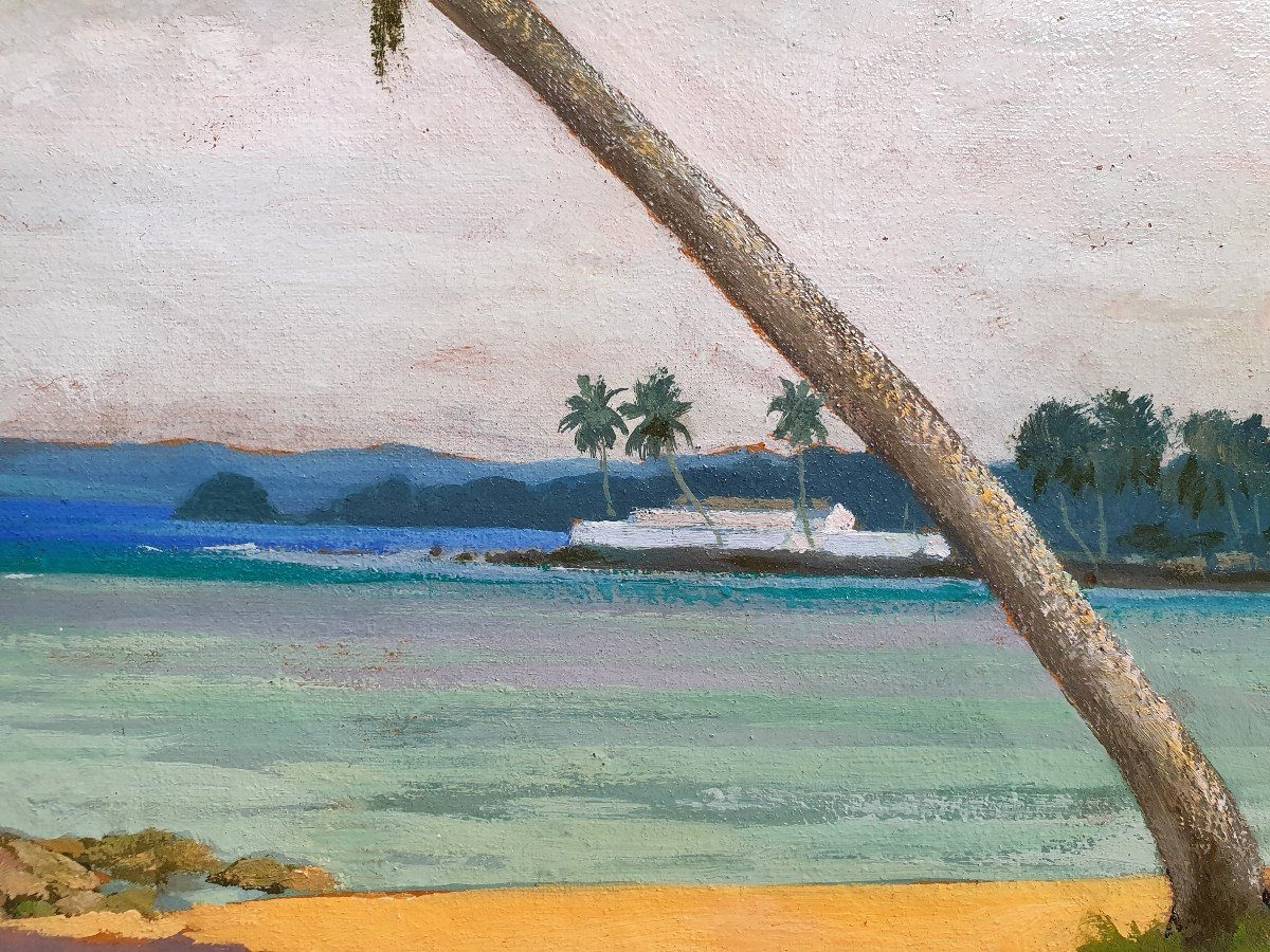 Paul Léon Bléger Sainte-marie Island Oil On Canvas Madagascar Beach-photo-4