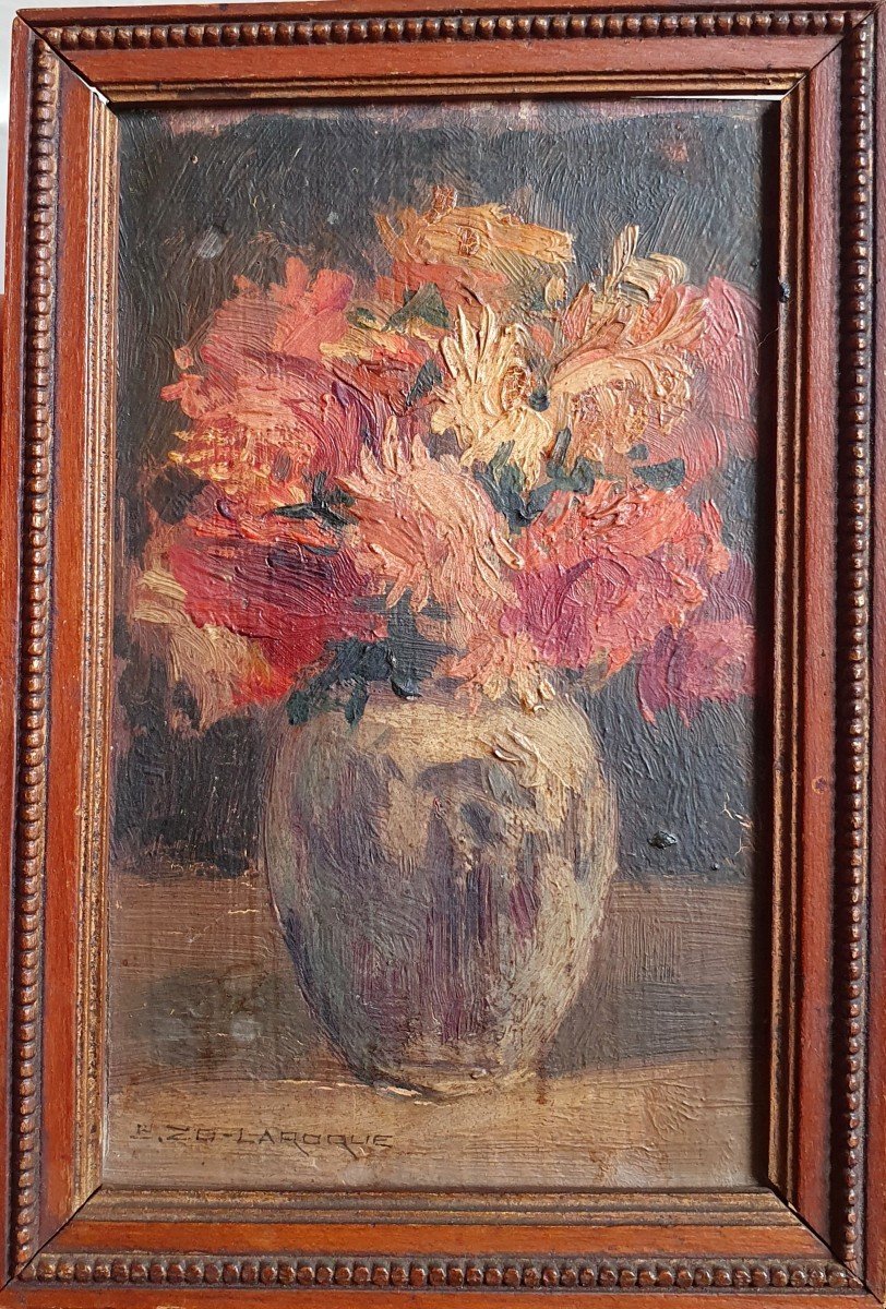 Blanche Marie Zo-laroque Nature Morte Vase Aux Fleurs Huile Sur Panneau-photo-2