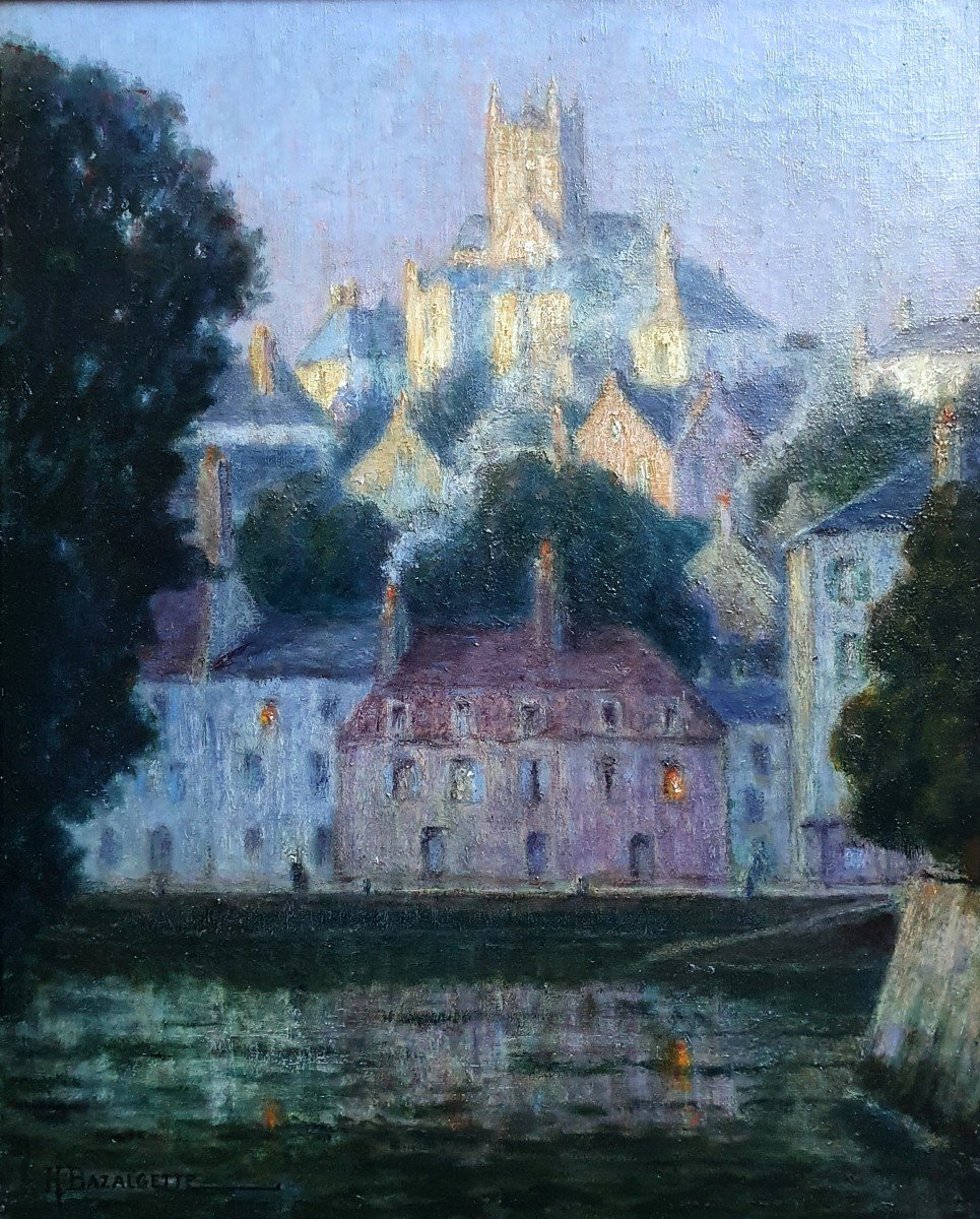 Henri Bazalgette View Of Quimperlé Oil On Canvas Circa 1900 Brittany