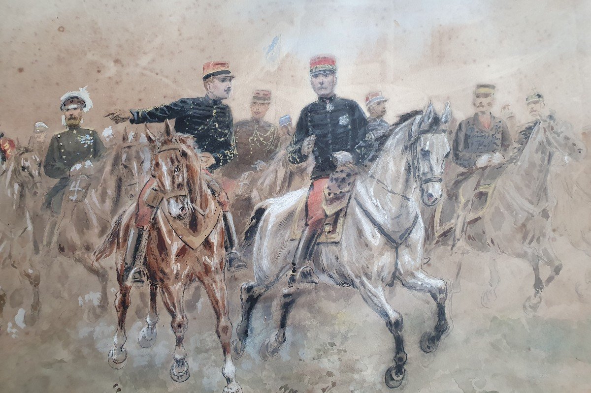 Tsar Nicholas II Of Russia In France Watercolor And Pen On Paper To Be Restored-photo-2