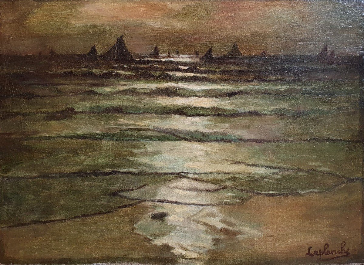 Marine Oil On Canvas Around 1900 