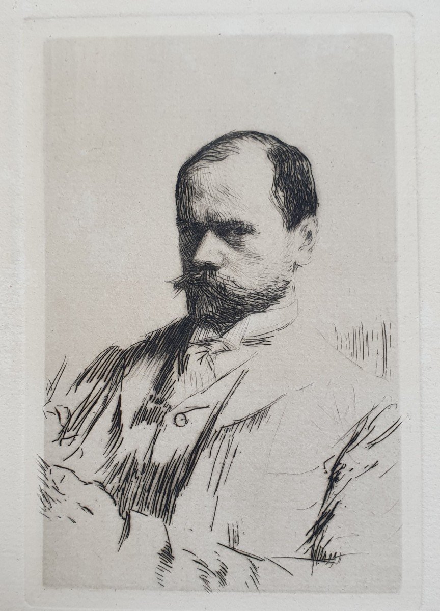 Emile Friant Self-portrait Etching Engraving School Of Nancy Signed Portrait-photo-2