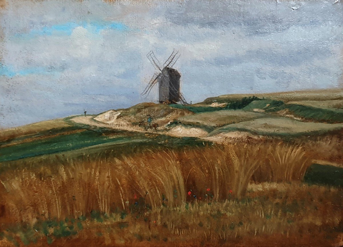 Louis Cabat Paysage Au Moulin Huile Sur Papier 1859