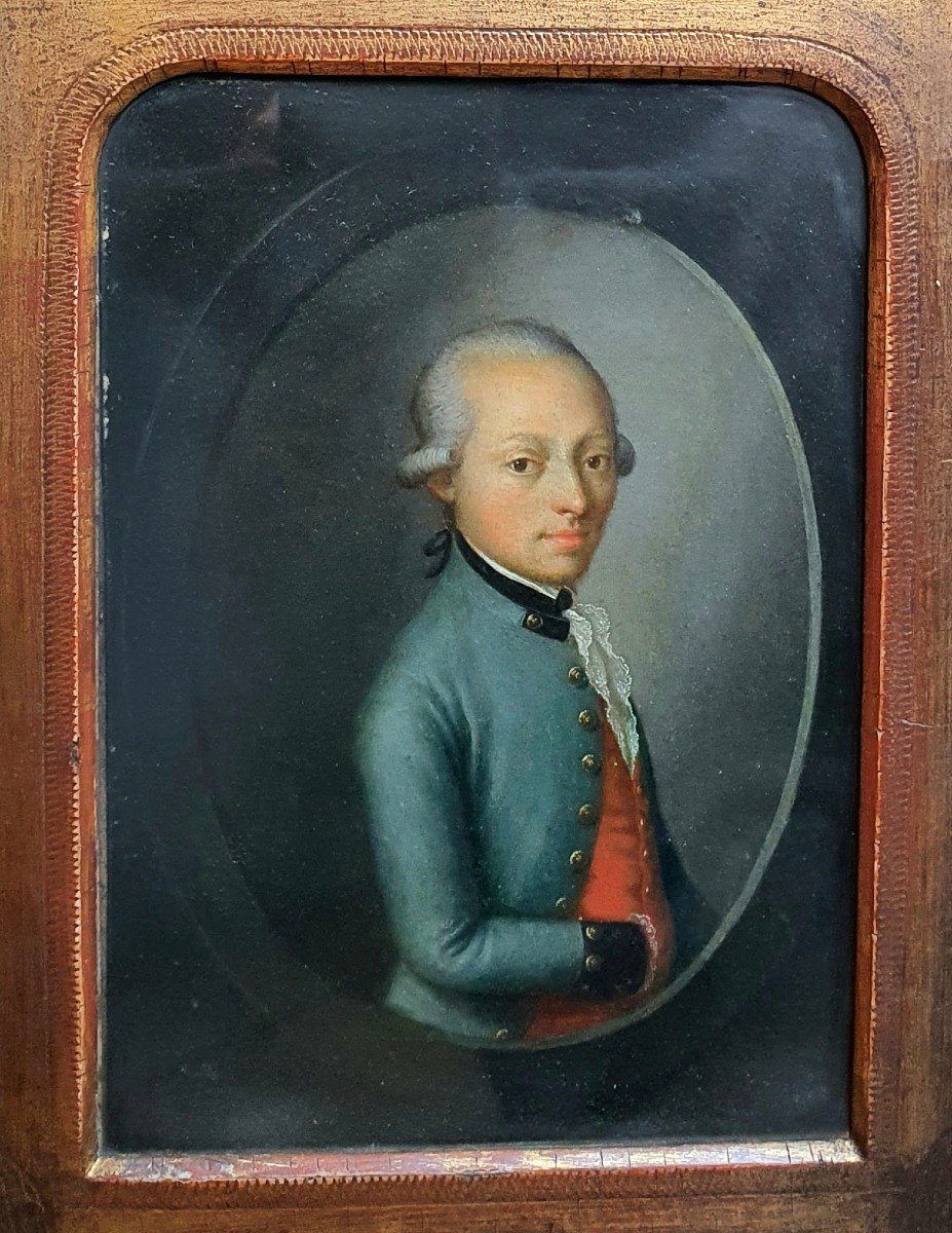 Portrait Of A Man From The 18th Century Oil Probably On Zinc Miniature -photo-3