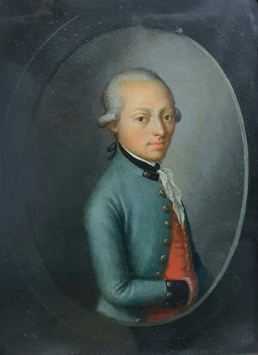 Portrait Of A Man From The 18th Century Oil Probably On Zinc Miniature 