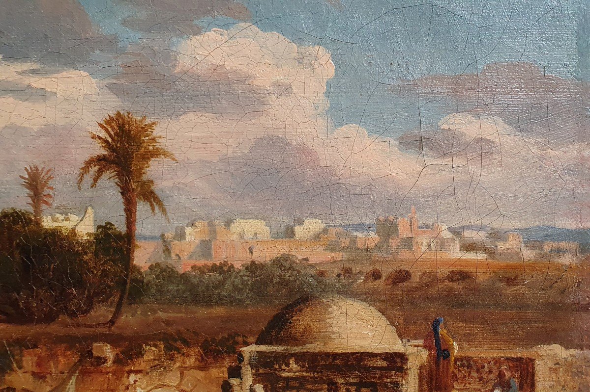 View Of Cairo After Prosper Marilhat Oil On Canvas Orientalist Circa 1840 Egypt -photo-4