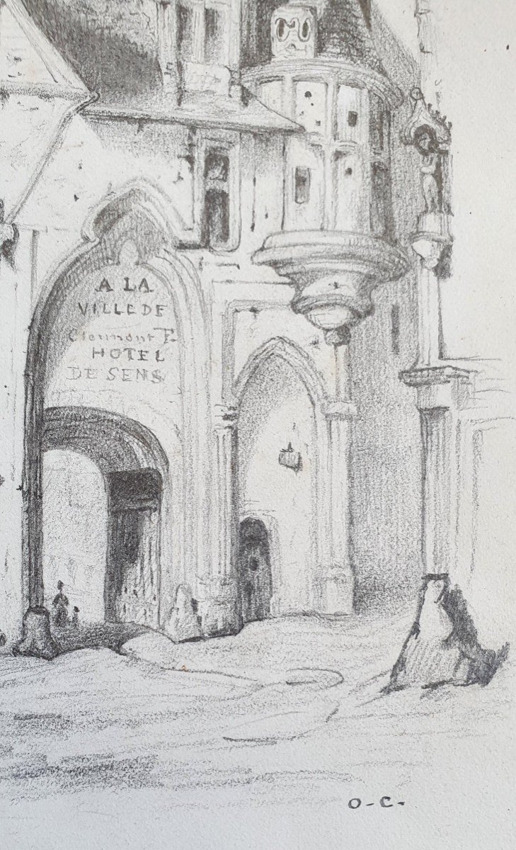 Hotel De Sens Drawing Graphite 1854 Forney Library Paris  -photo-1