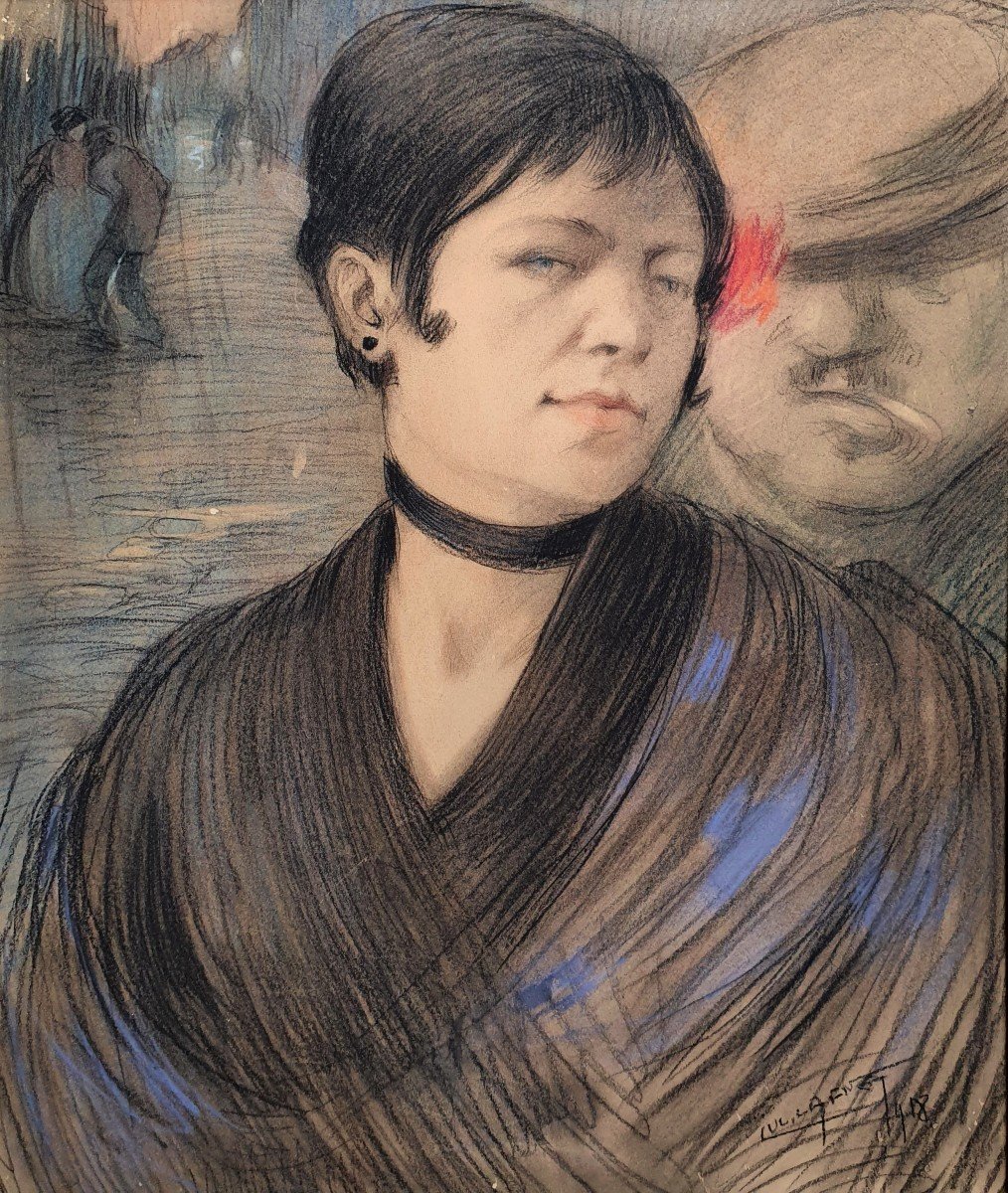 Luc Lafnet Prostitution Pastel 1918 Liège Belgian Artist 