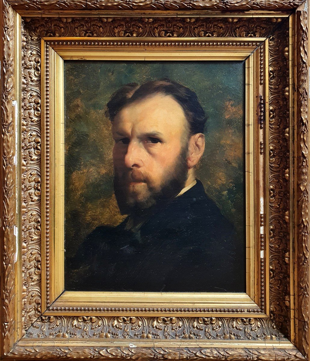 Portrait Of The Painter Jean Guillaume Rosier By Albert Dumoulin Oil On Panel 1893 Belgian -photo-2