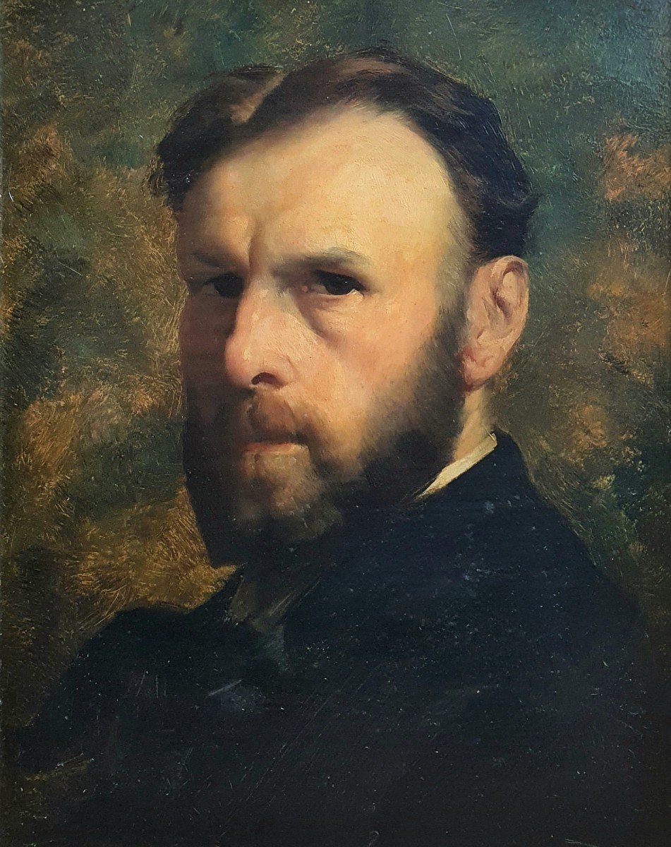 Portrait Of The Painter Jean Guillaume Rosier By Albert Dumoulin Oil On Panel 1893 Belgian 