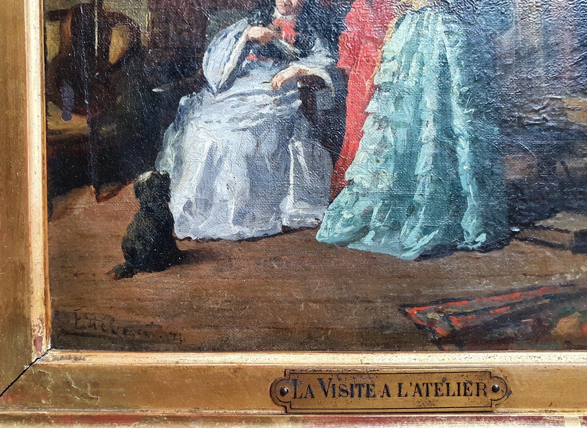 La Visite De l'Atelier Enrique Estevan Y Vicente Huile Sur Toile Femmes Huile Sur Toile 1874-photo-4