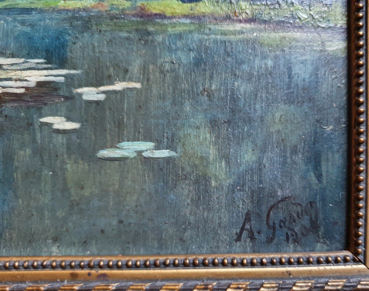 Alfred Gardon The Water Lily Pond Oil On Panel 1904-photo-4