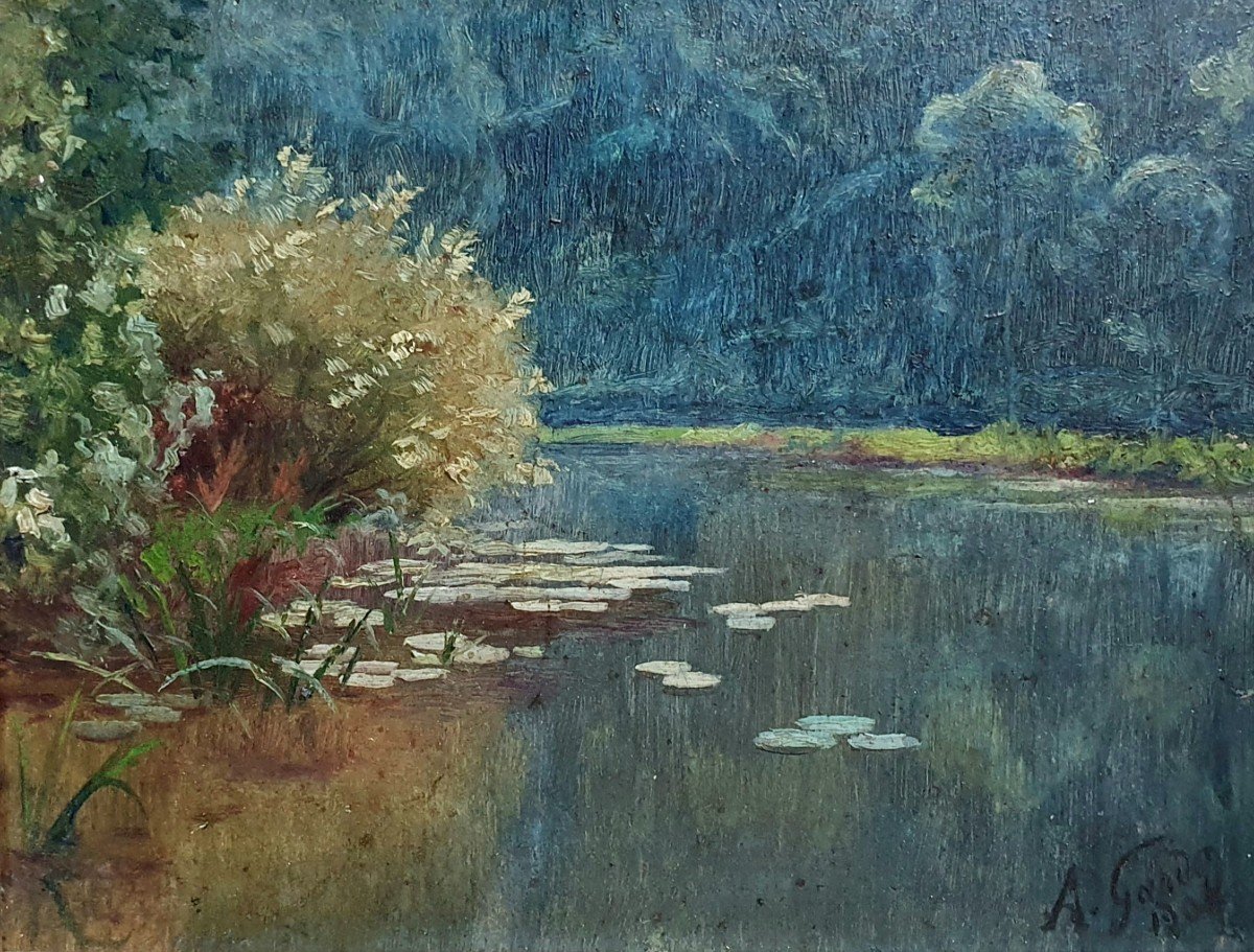 Alfred Gardon The Water Lily Pond Oil On Panel 1904