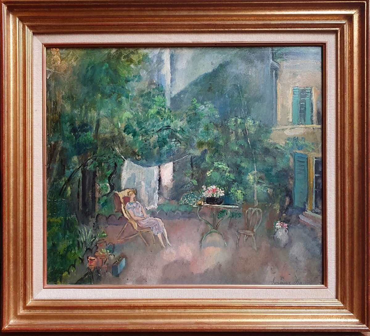 Hermine David The Chaise Longue School Of Paris Montmartre Oil On Cardboard 1924-photo-2