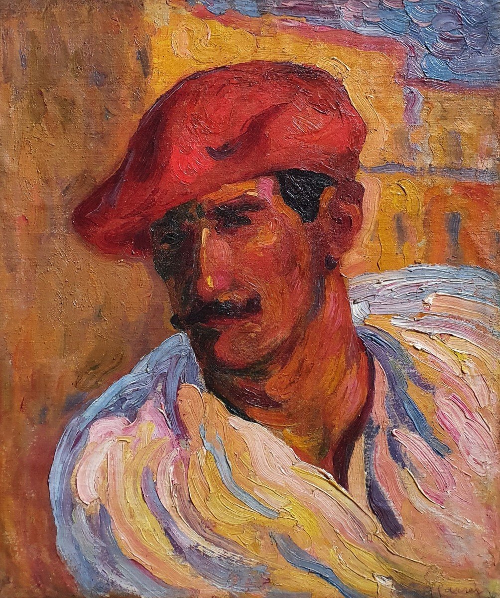 Augustin Carrera Joueur De Pelote Basque Huile Sur Toile Pays-basque 1913