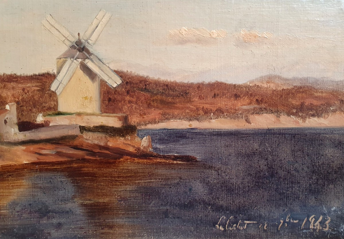 View Of The Mills Of La Ciotat Oil On Paper 1843 French School Mediterranean -photo-1