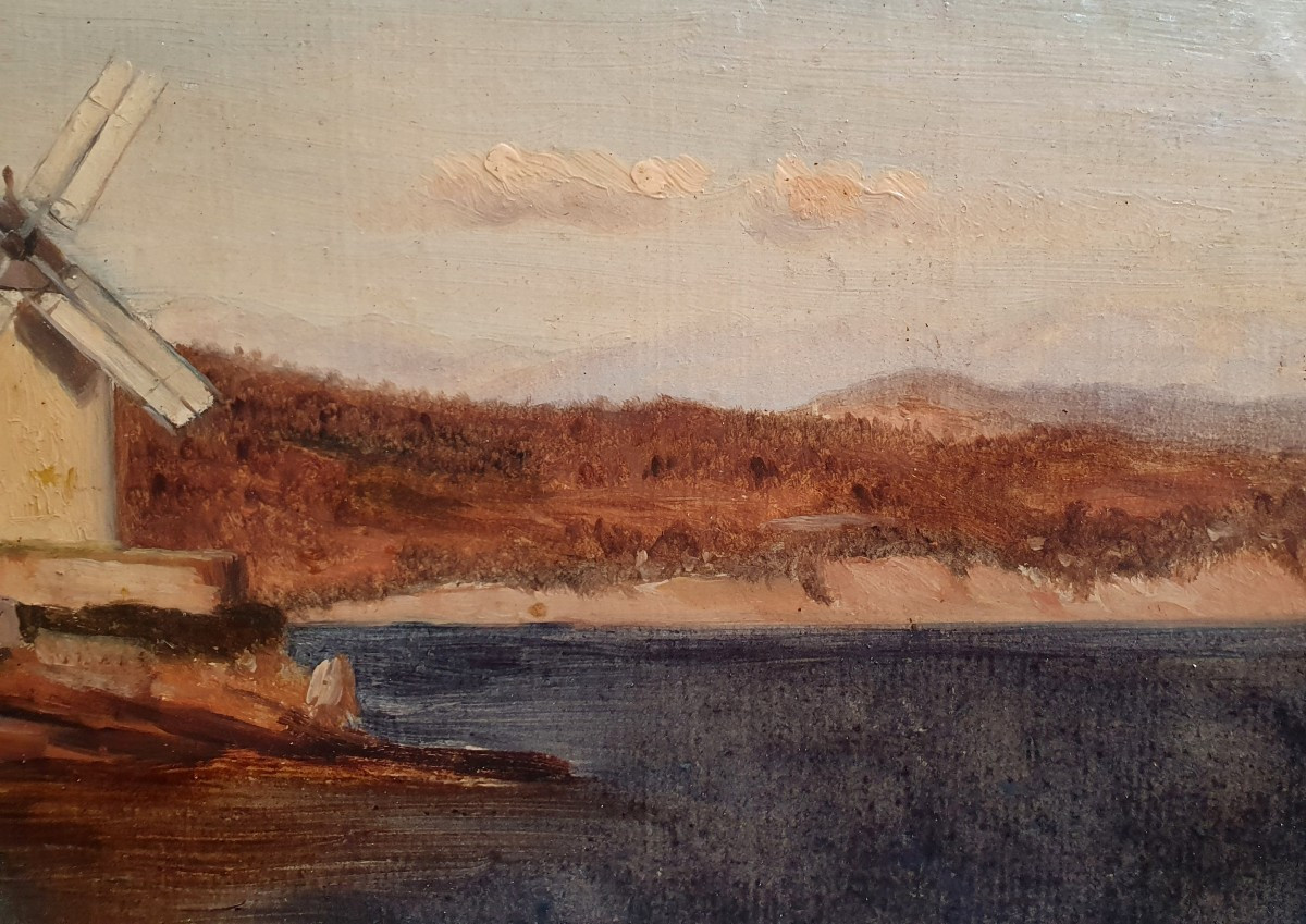 View Of The Mills Of La Ciotat Oil On Paper 1843 French School Mediterranean -photo-2