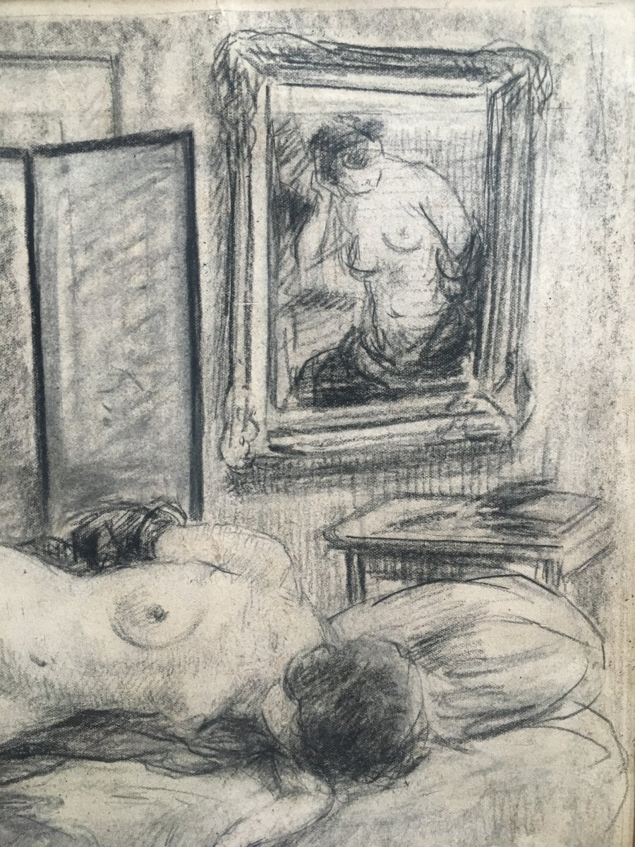 Naked Woman In An Interior By Yasushi Tanaka Around 1925 Drawing-photo-4