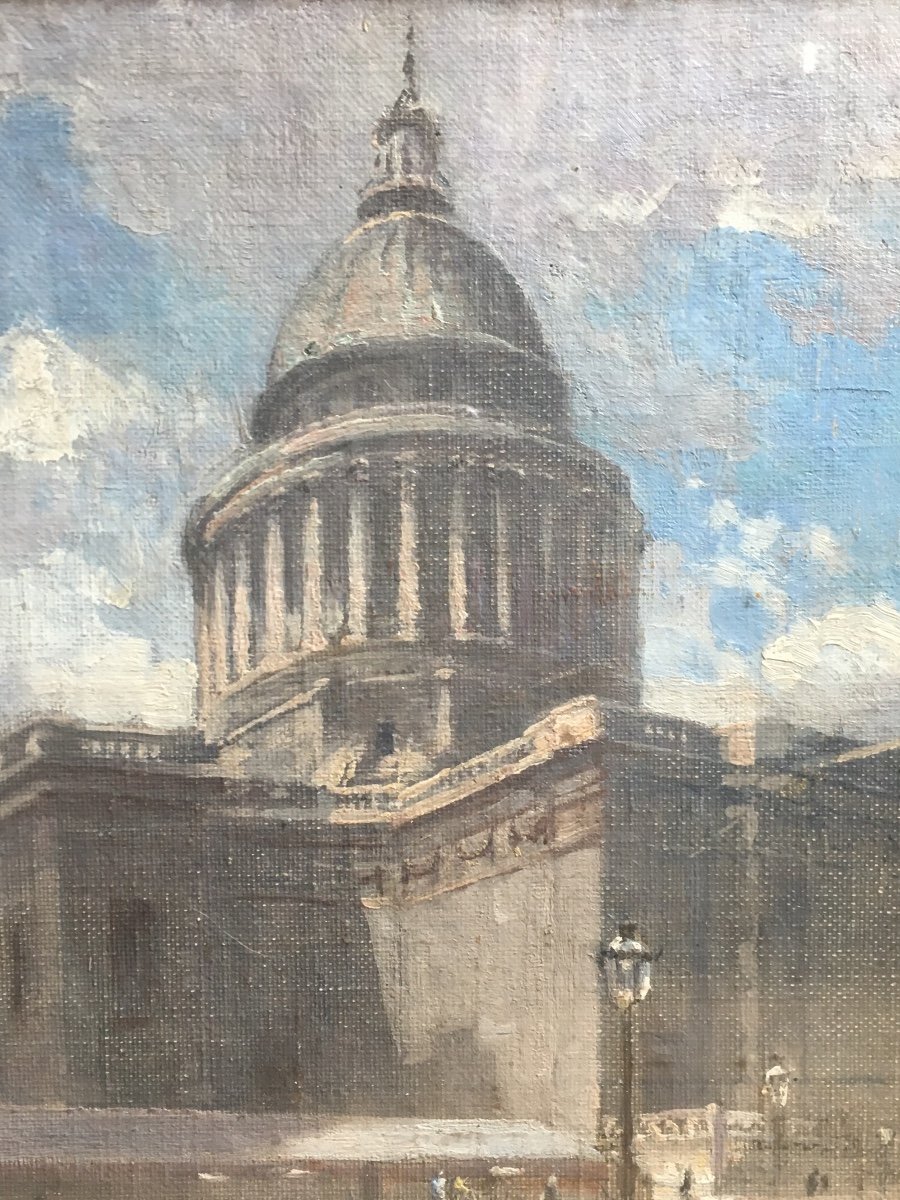 Charles Lacour Le Panthéon à Paris Huile Sur Toile Contrecollée Fin Du XIXème Siècle-photo-2