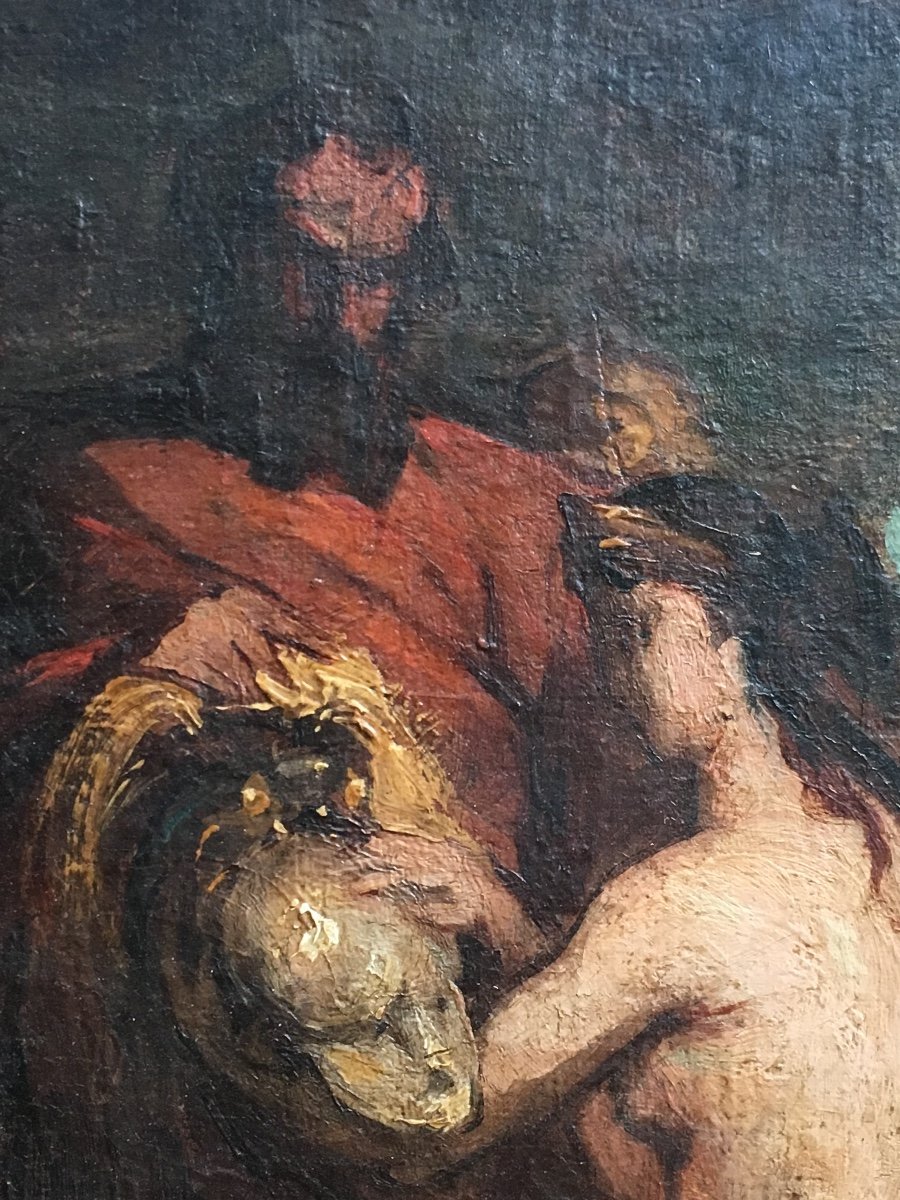 Thétis Et Vulcain Huile Sur Toile Début Du XIXème Siècle Esquisse Mythologie-photo-4