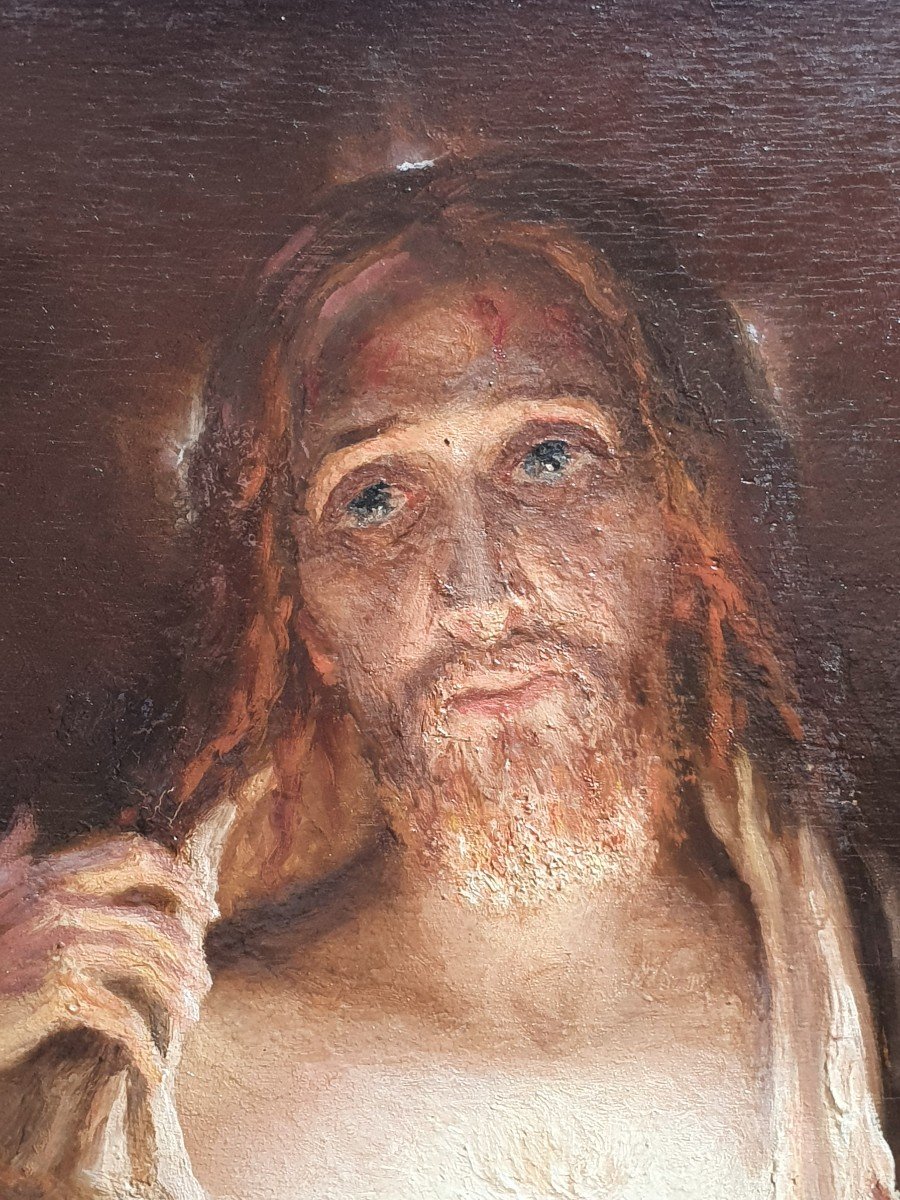 Henri Pinta Le Sacré-coeur Du Christ 1921 Huile Sur Panneau-photo-2