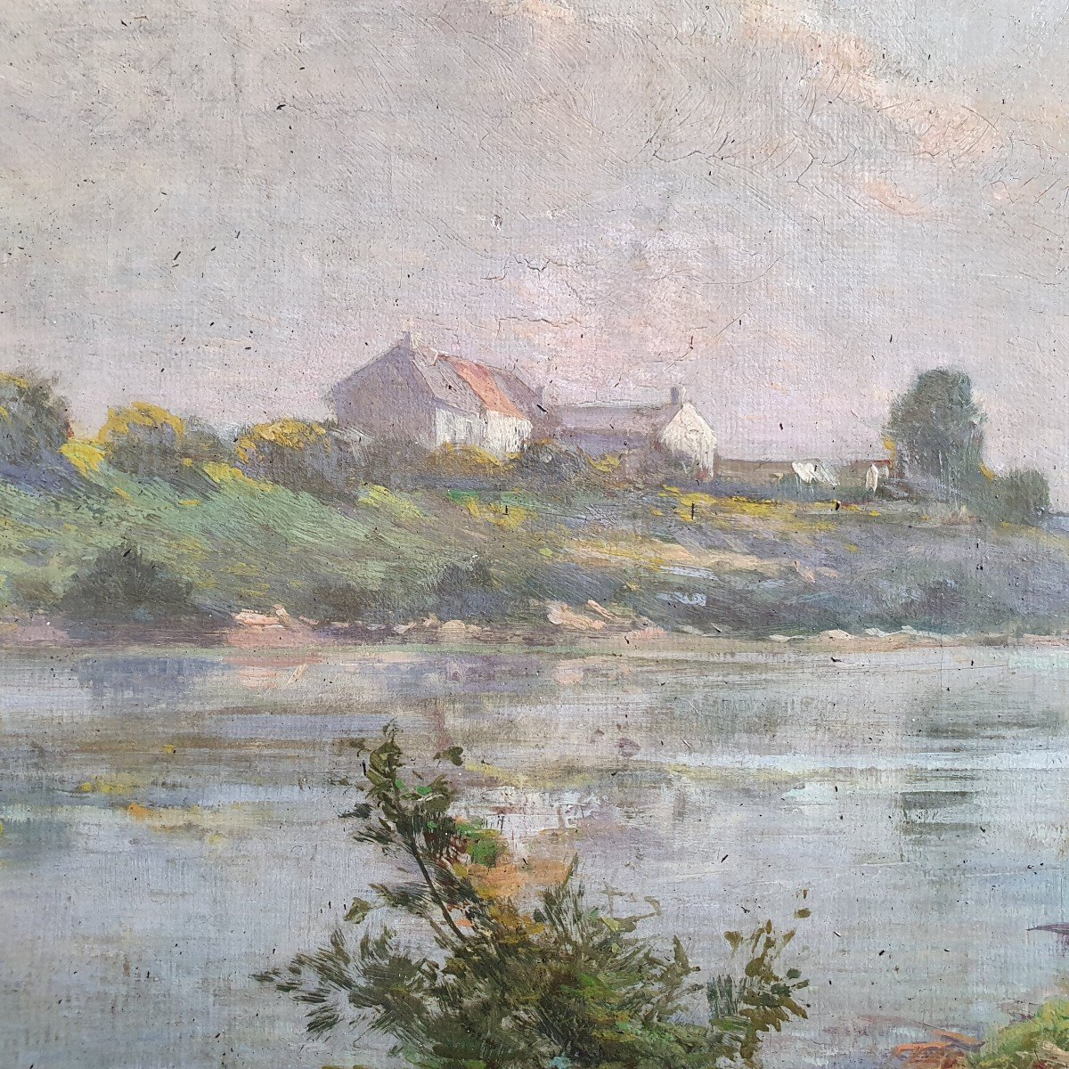 Charles Léon Mery Peintre En Bord De Seine Huile Sur Toile Contrecollée XIXème Siècle-photo-2