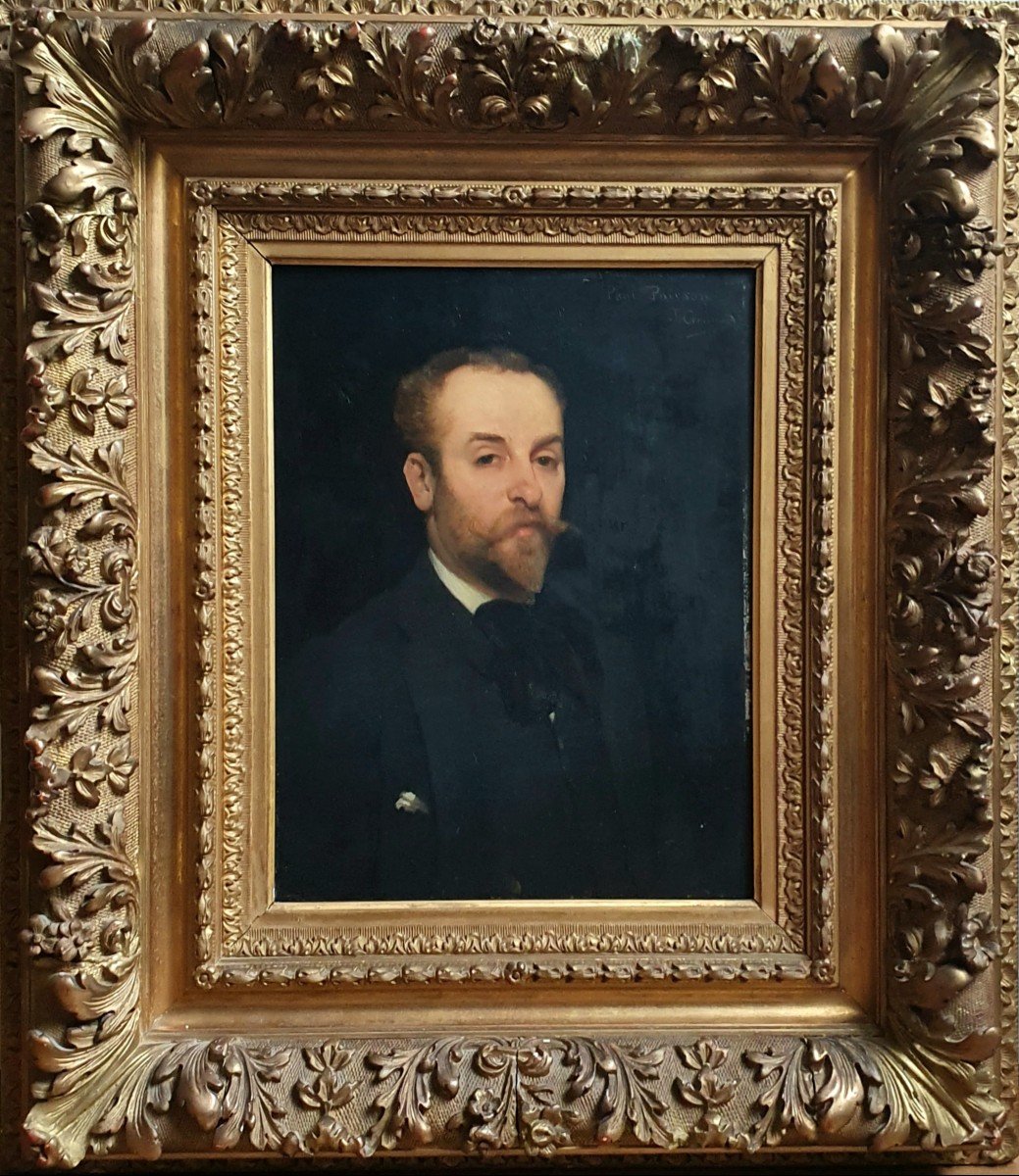 Portrait Of Paul Poirson Librettist By Jean Charles Gounod Oil On Music Panel