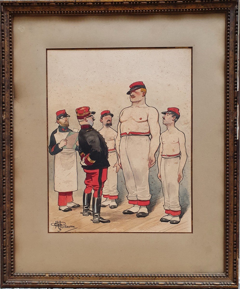 Albert Guillaume Military Caricature Watercolor And Gouache On Paper Medical Visit-photo-3