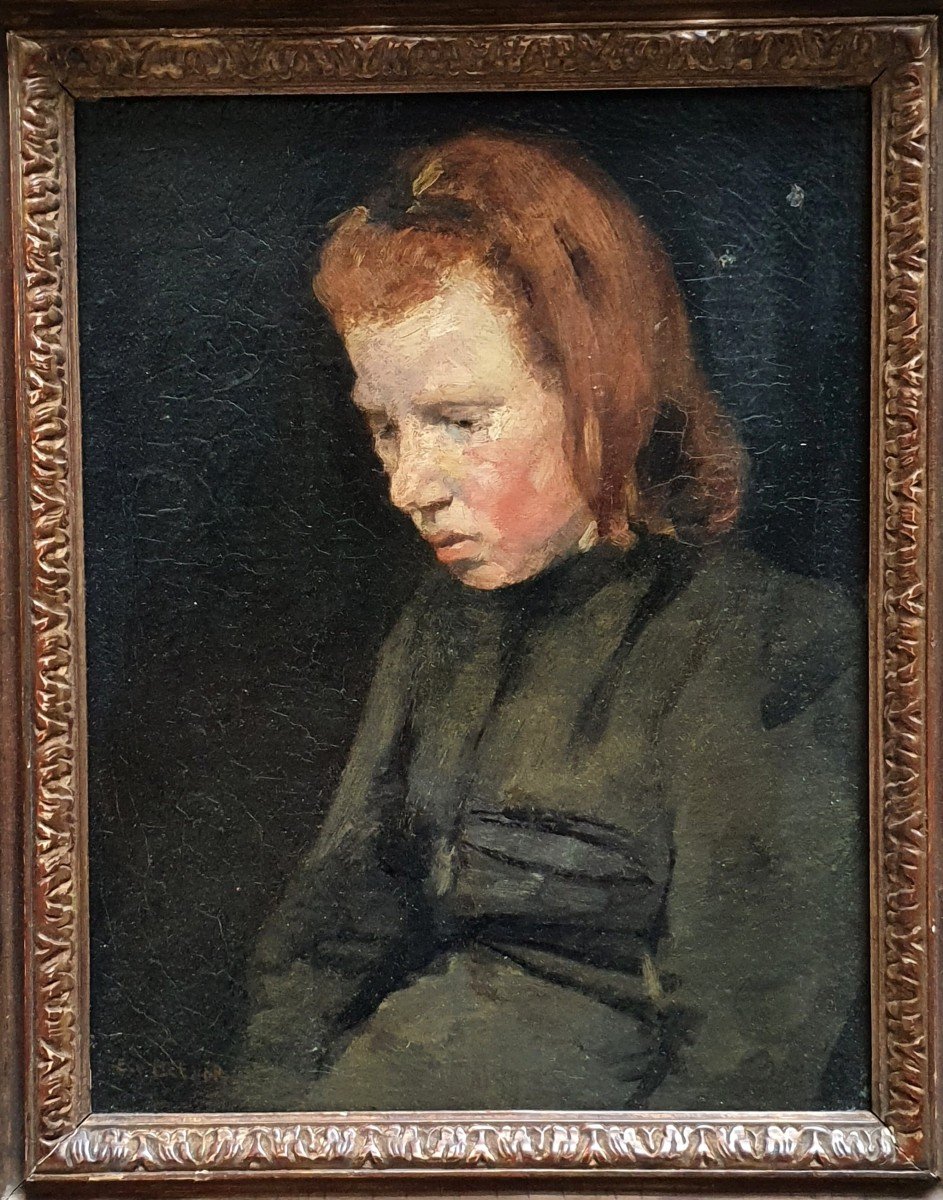 Emanuel Van Beever Portrait Of A Young Girl Oil On Canvas-photo-2