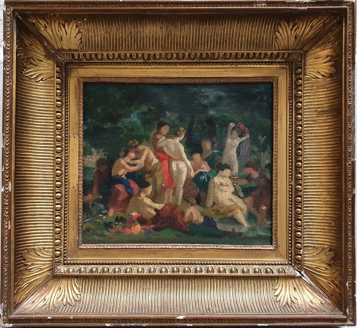 Bacchanal Sketch Oil On Canvas From The XIXth Century-photo-1