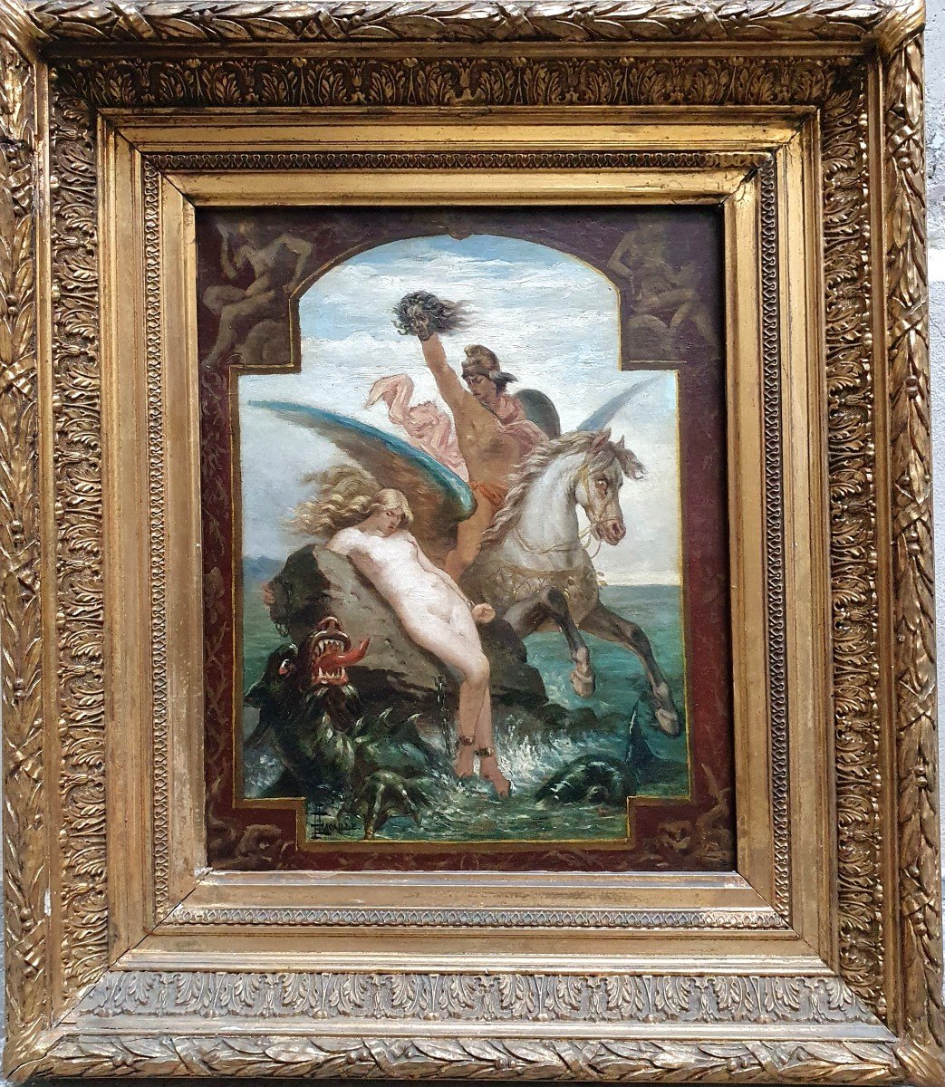 Félix Lacaille Perseus Delivering Andromeda Oil On Canvas Head Of Medusa Sketch-photo-2