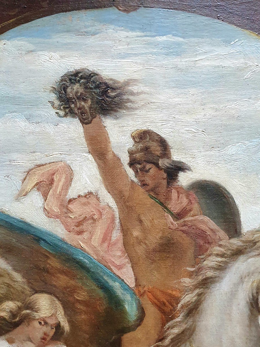 Félix Lacaille Perseus Delivering Andromeda Oil On Canvas Head Of Medusa Sketch-photo-1