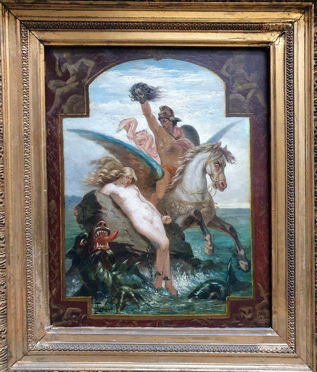 Félix Lacaille Perseus Delivering Andromeda Oil On Canvas Head Of Medusa Sketch-photo-6