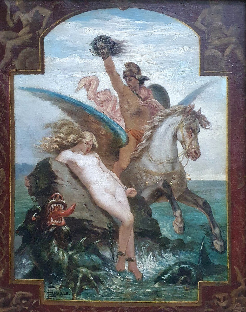 Félix Lacaille Perseus Delivering Andromeda Oil On Canvas Head Of Medusa Sketch