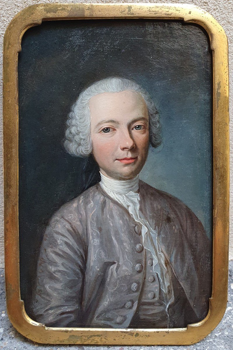 Portrait Of A Man From The Eighteenth Century Oil On Paper-photo-2