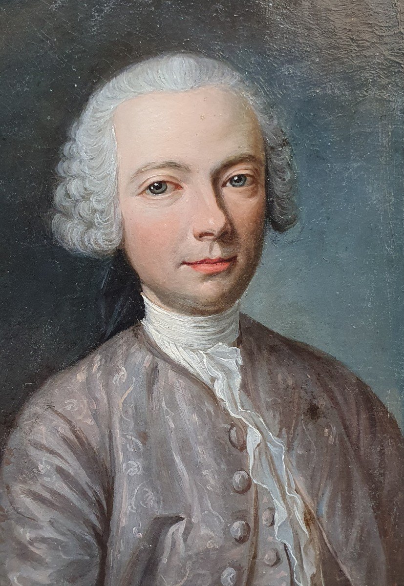 Portrait Of A Man From The Eighteenth Century Oil On Paper-photo-4