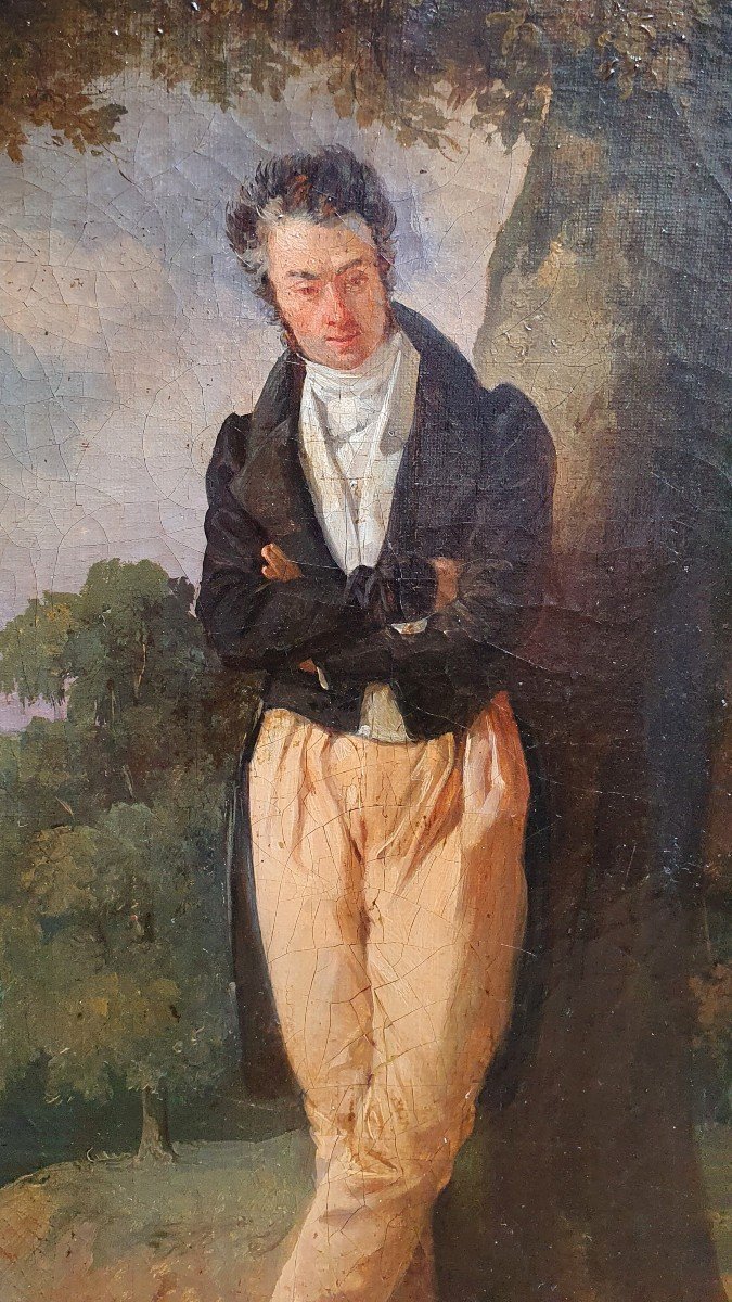 Jean Auguste Dubouloz Portrair De Dandy Dans La Campagne Parisienne Huile Sur Toile -photo-4