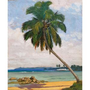 Paul Léon Bléger Sainte-marie Island Oil On Canvas Madagascar Beach