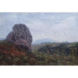 Landscape At The Rock Oil On Canvas Around 1900 Fontainebleau?
