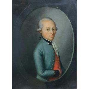 Portrait Of A Man From The 18th Century Oil Probably On Zinc Miniature 