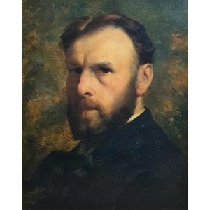 Portait Du Peintre Jean Guillaume Rosier Par Albert Dumoulin Huile Sur Panneau 1893 Belge 