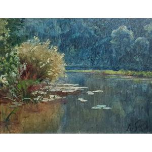 Alfred Gardon The Water Lily Pond Oil On Panel 1904