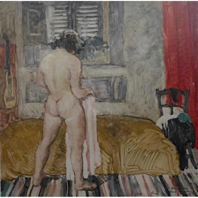 Pierre Robert Lucas Monotype Nude Woman In An Interior Prix De Rome Engraving
