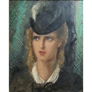 Pilides Tino Costa Portrait De Femme l'Amazone 1929 Huile Sur Toile 