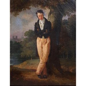 Jean Auguste Dubouloz Portrait Of Dandy In The Parisian Countryside Oil On Canvas