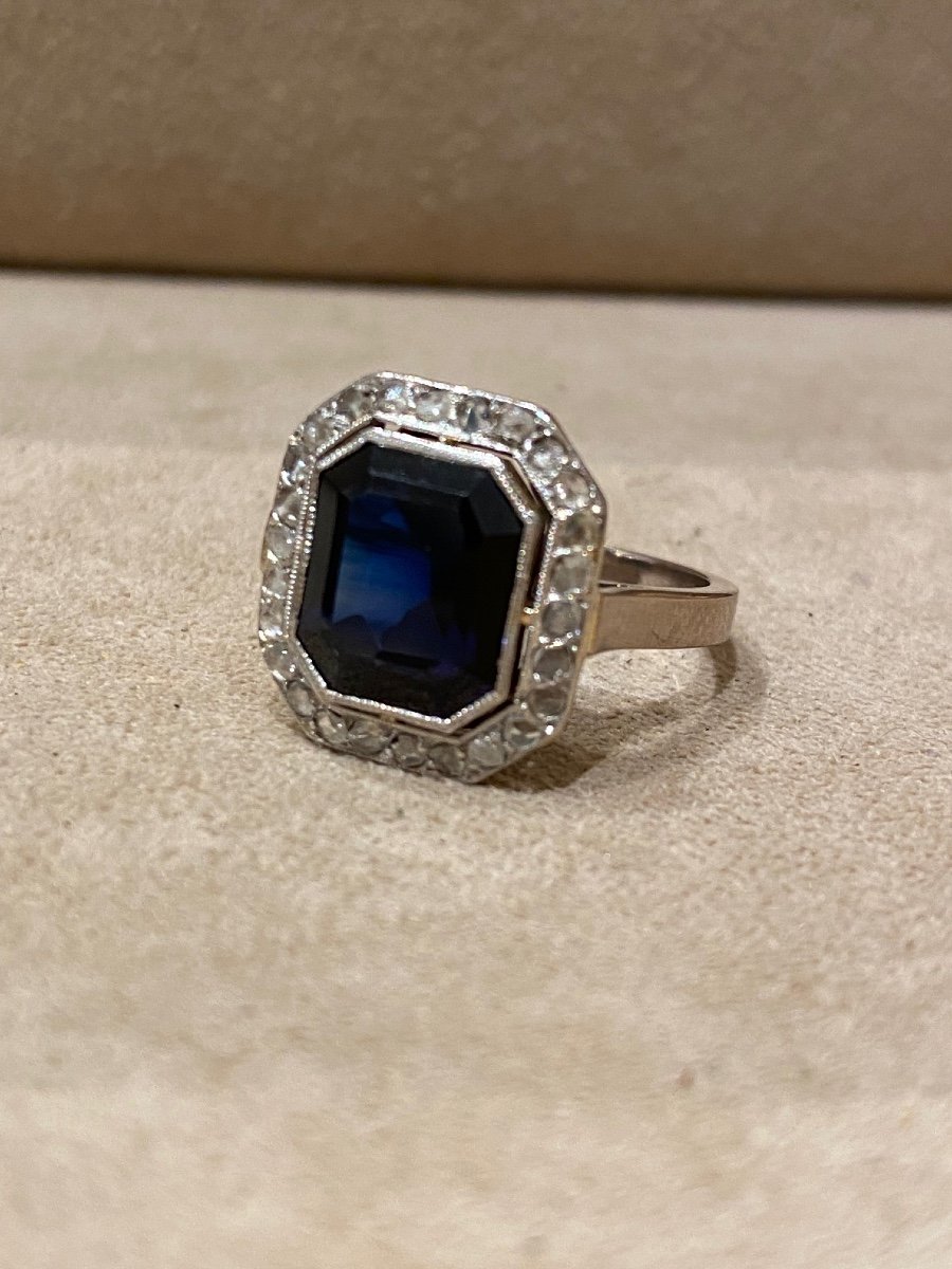 Art Deco Verneuil Sapphire And Diamond Ring-photo-2