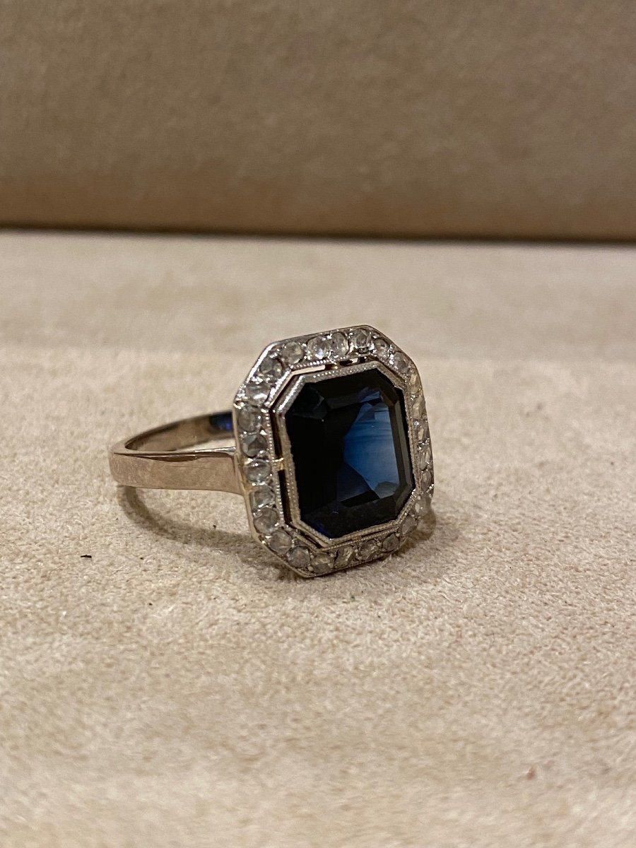 Art Deco Verneuil Sapphire And Diamond Ring-photo-3