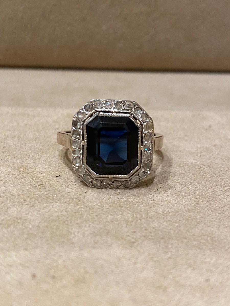 Art Deco Verneuil Sapphire And Diamond Ring-photo-4