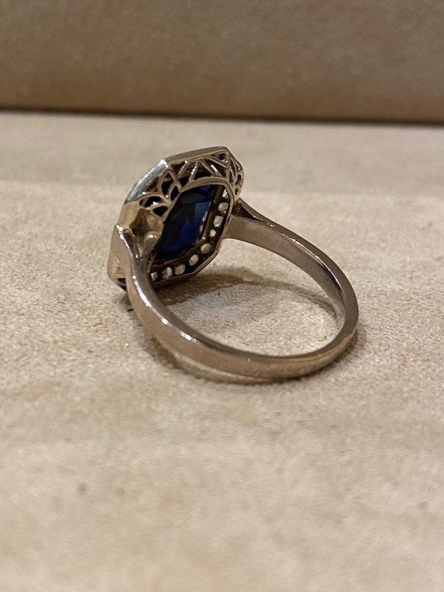 Art Deco Verneuil Sapphire And Diamond Ring-photo-2